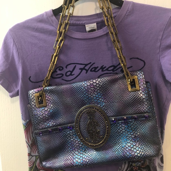 Designer Christian Audigier PVC Snakeskin Purse - Picture 13 of 14